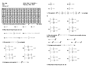 Đề kiểm tra 1 tiết Đại số 11 lần 1 đề 3